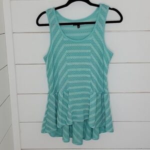 Signature Studio small blue sweater like peplum hi low tank